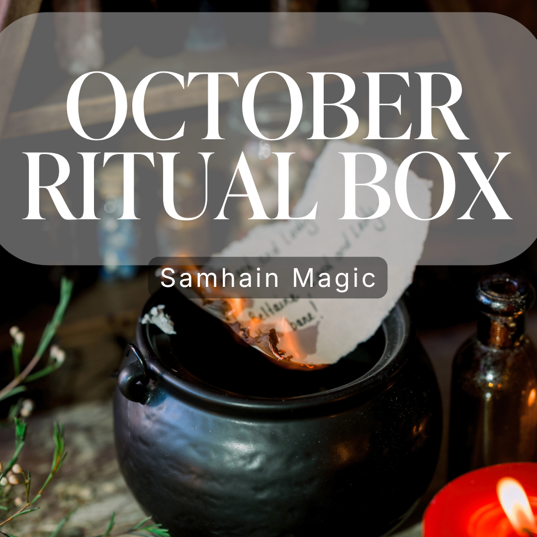 Saged Ritual Boxes for October 2026, featuring intricately designed packaging with ritual tools and accessories for spiritual practices.