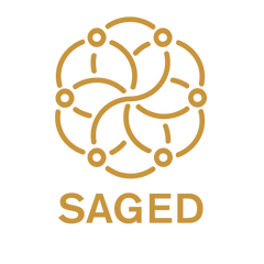 Saged gold logo and wordmark